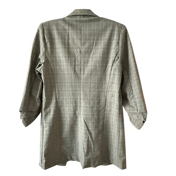 Rachel Zoe Plaid Glen Check Longline Blazer Ruched Sleeve Size Small EUC - Picture 3 of 7